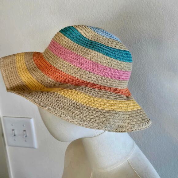 One Size – FSC Pastel Stripe Natural Fiber Brimmed Hat - Picture 2 of 4
